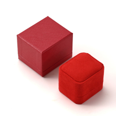 Customization Factory Square Red Ring Box Suede Luxury Jewelry Packaging Box