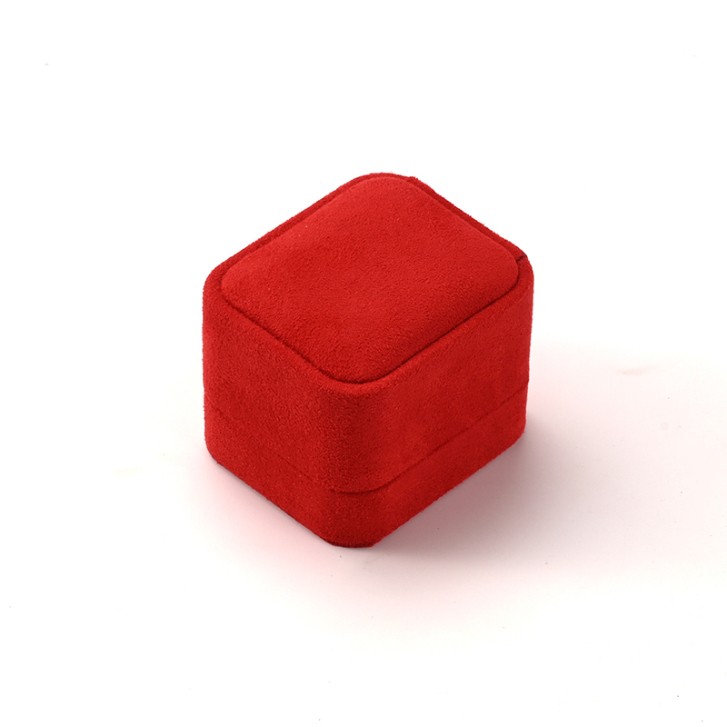 Customization Factory Square Red Ring Box Suede Luxury Jewelry Packaging Box