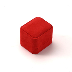 Customization Factory Square Red Ring Box Suede Luxury Jewelry Packaging Box