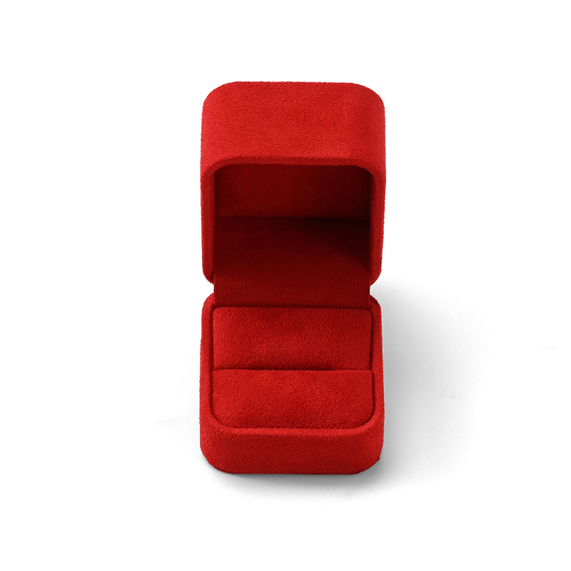 Customization Factory Square Red Ring Box Suede Luxury Jewelry Packaging Box