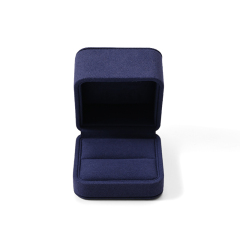 Blue Microfiber Ring Box Jewelry Packaging Box Luxury Gift Box