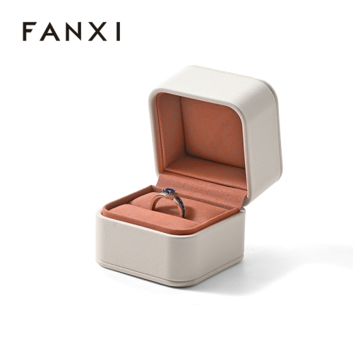 Elegant Leather Ring Box Earring Storage Box Jewelry Packaging Box