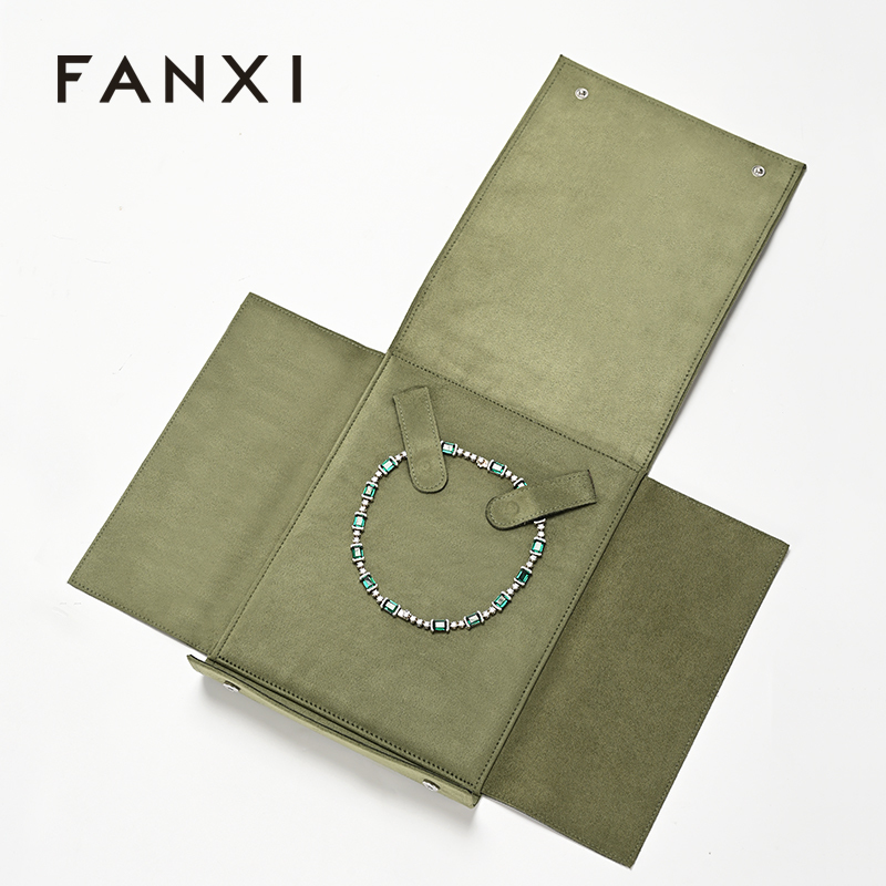 Foldable Suede Jewelry Storage Holder Necklace Jewelry Bag Pouch