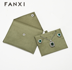 Jewelry Pouch Green Suede Travel Jewelry Storage Pouch Bag
