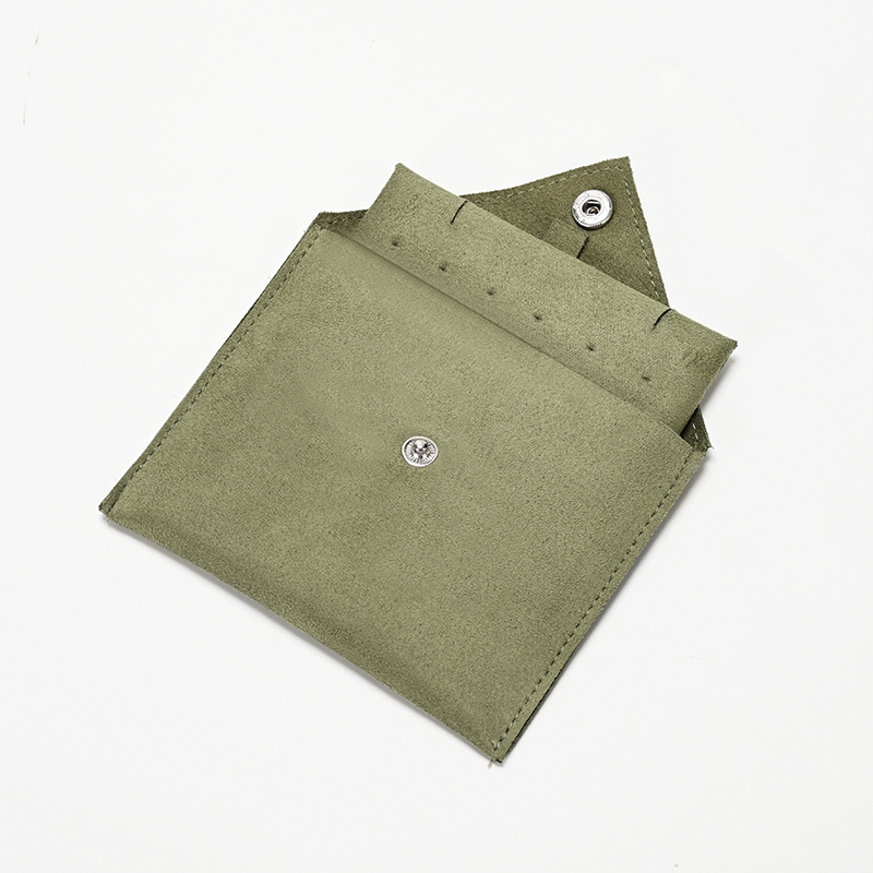 Jewelry Pouch Green Suede Travel Jewelry Storage Pouch Bag