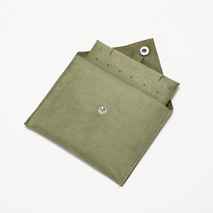 Jewelry Pouch Green Suede Travel Jewelry Storage Pouch Bag