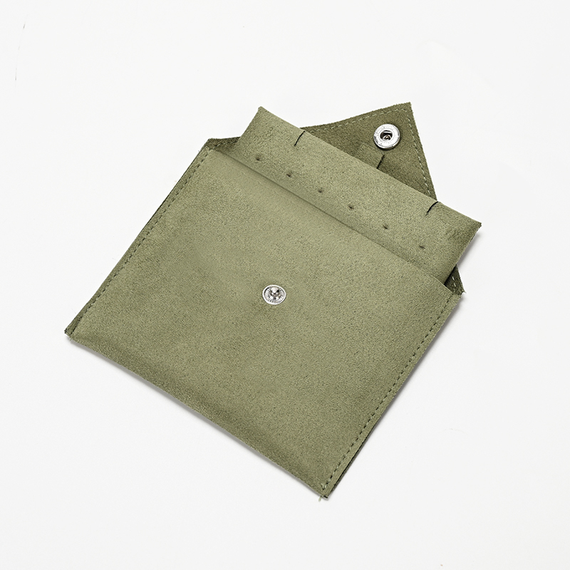 Jewelry Pouch Green Suede Travel Jewelry Storage Pouch Bag