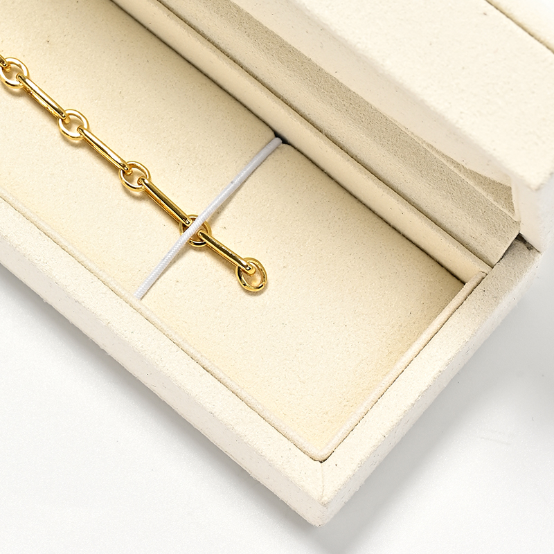 Beige Custom Bracelet Box Microfiber Jewelry Box Jewelry Gift Box