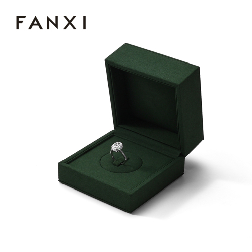Ring Box Green Microfiber Jewelry Storage Box Custom Jewelry Gift Box