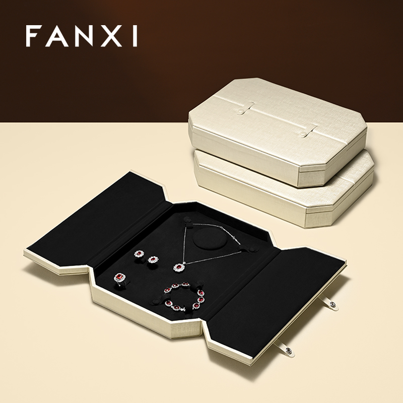 H201 Jewelry Box with Button Jewelry Case Necklace Box With Two Door Set Jewelry Box Customize Logo