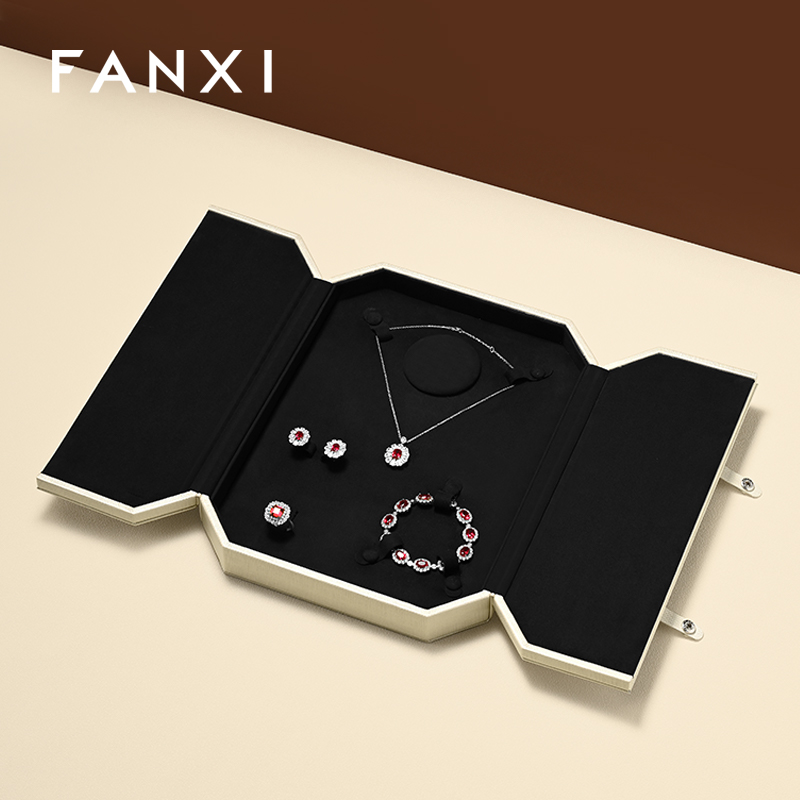 H201 Jewelry Box with Button Jewelry Case Necklace Box With Two Door Set Jewelry Box Customize Logo