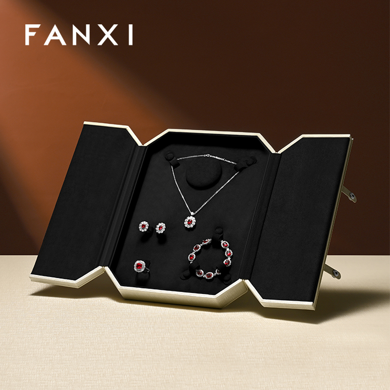 H201 Jewelry Box with Button Jewelry Case Necklace Box With Two Door Set Jewelry Box Customize Logo