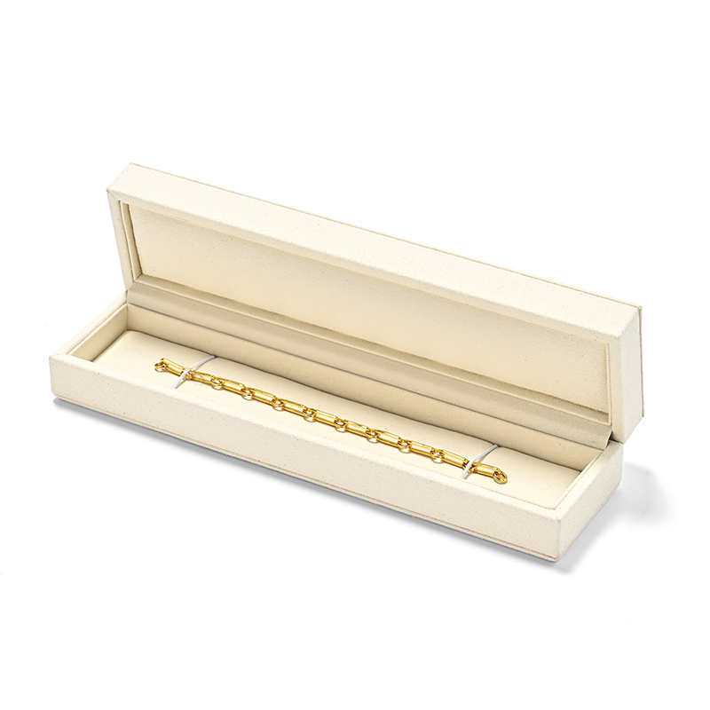 Beige Custom Bracelet Box Microfiber Jewelry Box Jewelry Gift Box