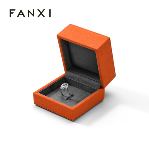 Orange Microfiber Ring Box Luxury Jewelry Box Jewelry Packing Box