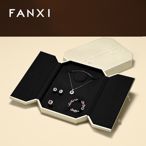 H201 Jewelry Box with Button Jewelry Case Necklace Box With Two Door Set Jewelry Box Customize Logo