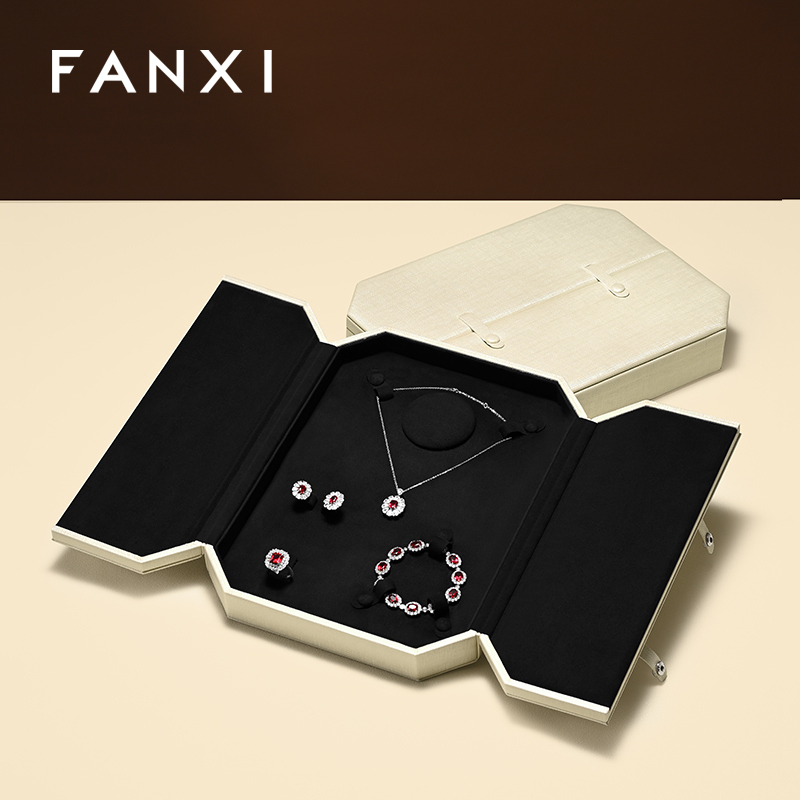 H201 Jewelry Box with Button Jewelry Case Necklace Box With Two Door Set Jewelry Box Customize Logo