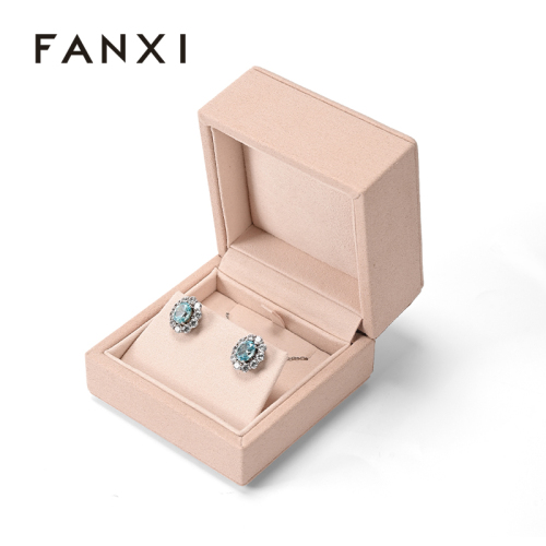 Pink Microfiber Jewelry Box Custom Logo Ring Earring Necklace Bracelet Packaging Box