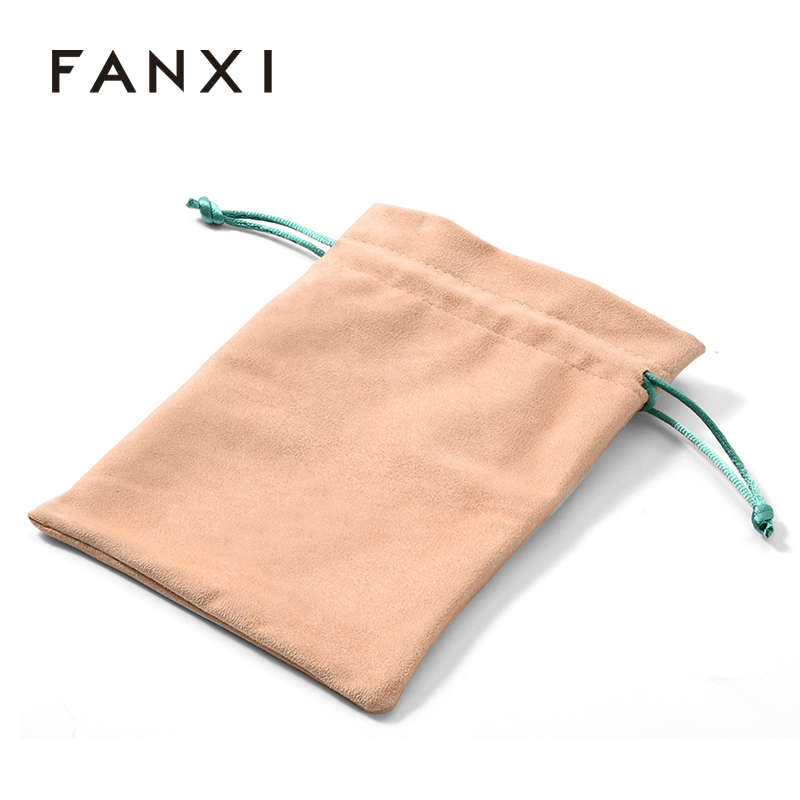 Suede Jewelry Pouch Ring Earring Bracelet Necklace Jewelry Packaging Bag With Custom Logo