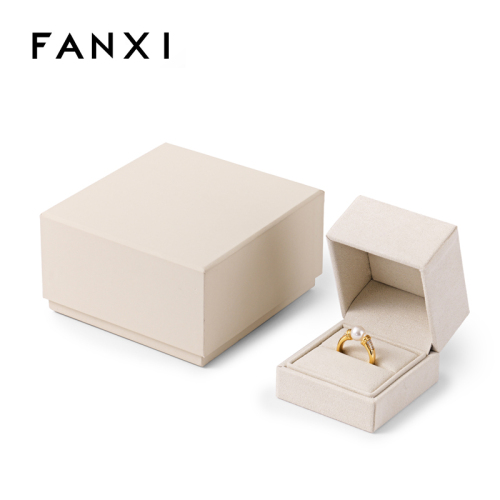 Microfiber Ring Box With Paper Outerbox Jewelry Storage Box
