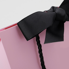 Pink Paper Bag Luxury Handle Gift Packaging Bags With Silk Ribbon Craft Shopping Gift Paper Jewelry Bag