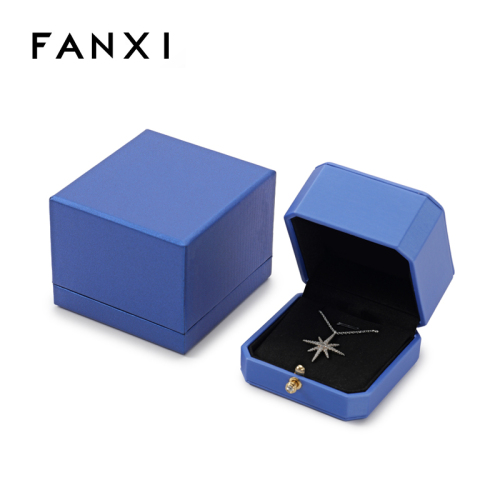 Pendant Box Blue Leather Necklace Jewelry Storage Box Luxury Gift Box