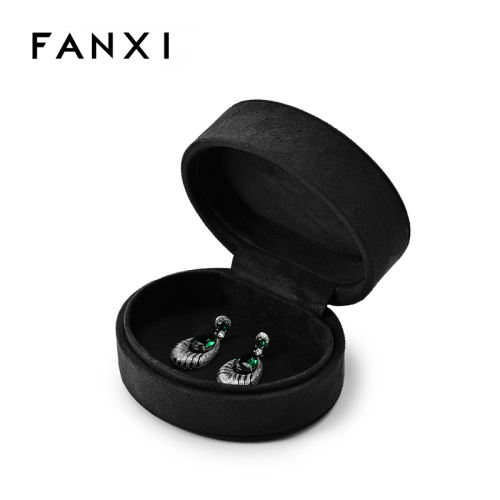 Black Wholesale Custom Logos Luxury Suede Gift Jewelry Packaging Box Earrings Jewellery Box