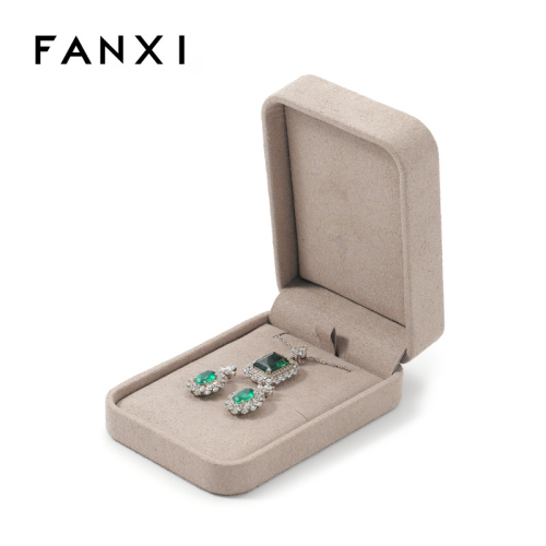 Custom Logo Gift Box Earring Necklace Packaging Display Case Microfiber Jewelry Box