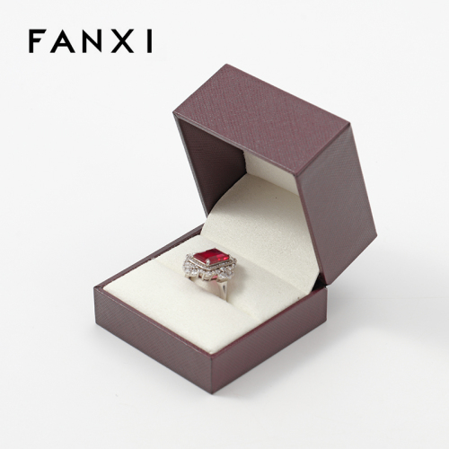 Paper Microfiber Jewelry Box Elegant Ring Packaging Box Custom Logo
