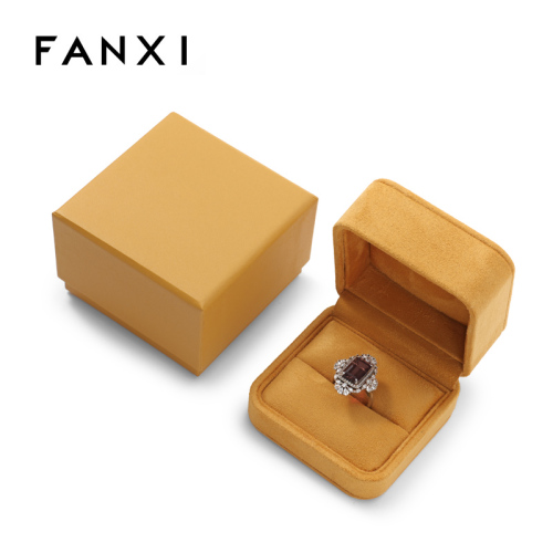 Yellow Suede Luxury Jewelry Package Custom Ring Diamond Jewelry Box