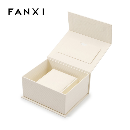 Jewelry Box Beige Paper Necklace Packaging Gift Box With Lid Magnetic Gift Box for Jewelry