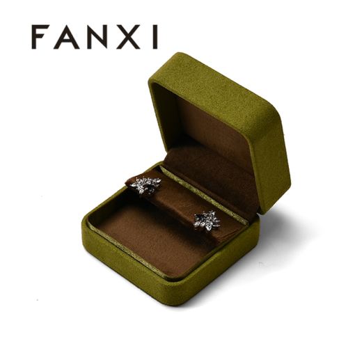 Green Ring Box Microfiber Velvet Jewelry Storage Box Luxury Custom Box