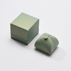 Microfiber Jewelry Box Double Open Green Color Earring Packaging Box High Class Jewelry Box