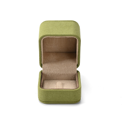 Square PU Leather Green Jewelry Diamond Ring Box with Logo for Wedding