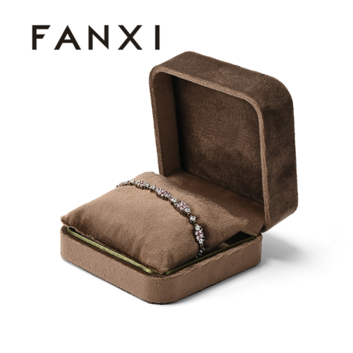 Brown Velvet Jewelry Box Bracelet Display Boxes Gift Packaging Box