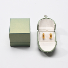 Microfiber Jewelry Box Double Open Green Color Earring Packaging Box High Class Jewelry Box