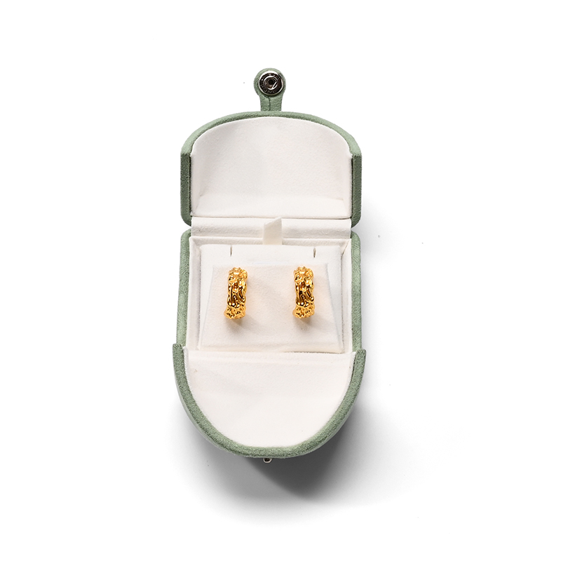 Microfiber Jewelry Box Double Open Green Color Earring Packaging Box High Class Jewelry Box