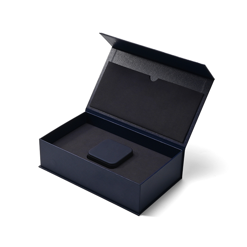 Blue Recyclable Paper Jewelry Box Magnetic Box Magnet Paper Box Packaging