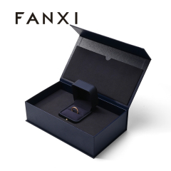 Blue Recyclable Paper Jewelry Box Magnetic Box Magnet Paper Box Packaging