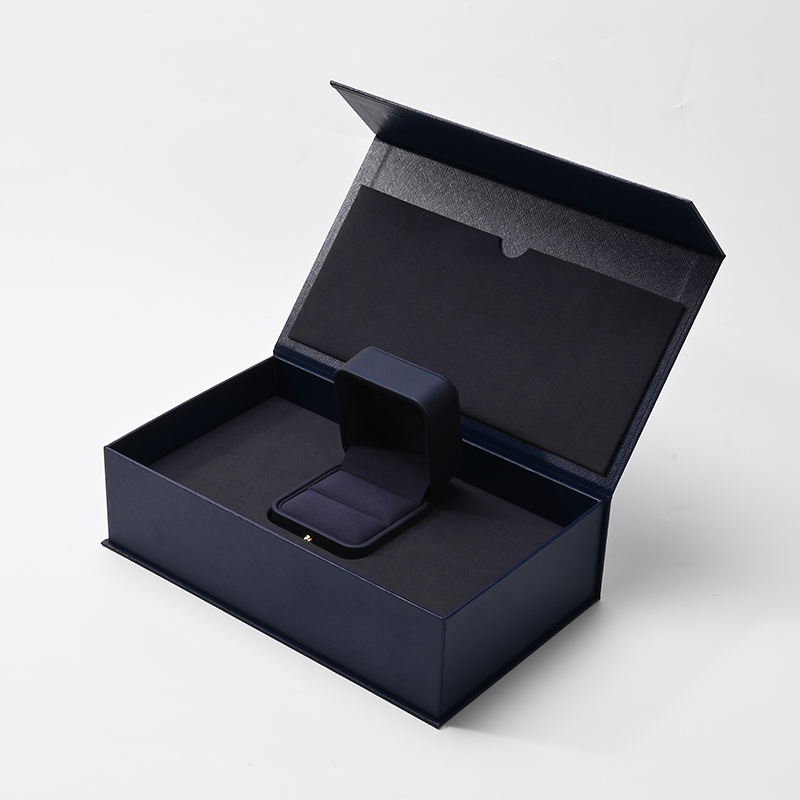 Blue Recyclable Paper Jewelry Box Magnetic Box Magnet Paper Box Packaging