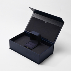 Blue Recyclable Paper Jewelry Box Magnetic Box Magnet Paper Box Packaging