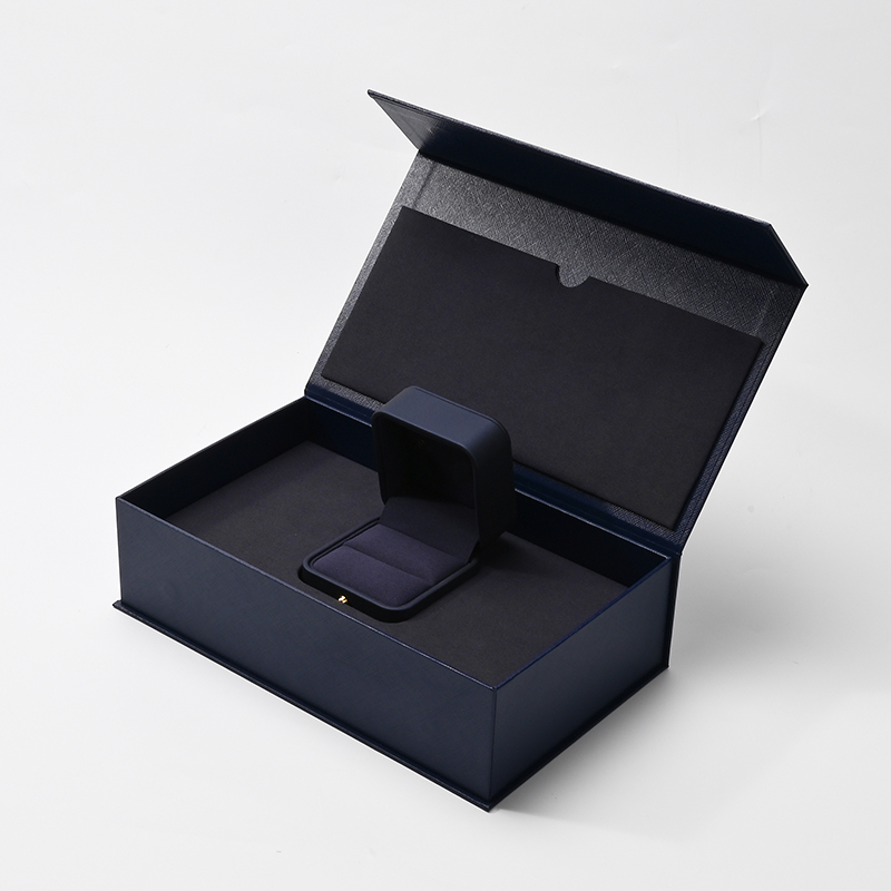 Blue Recyclable Paper Jewelry Box Magnetic Box Magnet Paper Box Packaging