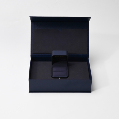 Blue Recyclable Paper Jewelry Box Magnetic Box Magnet Paper Box Packaging