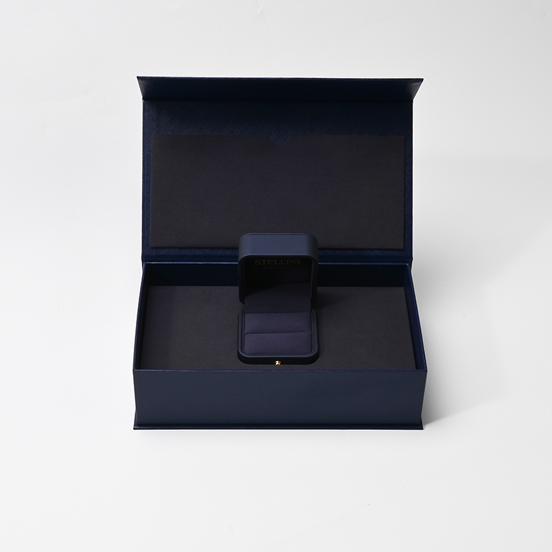 Blue Recyclable Paper Jewelry Box Magnetic Box Magnet Paper Box Packaging