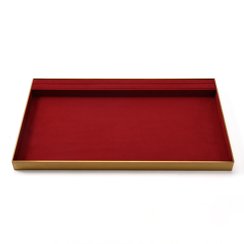 Jewelry Props Tray Jewelry Storage Tray Red Suede Metal Jewelry Tray Display Look Pallets