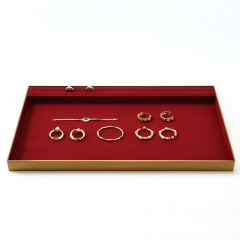 Jewelry Props Tray Jewelry Storage Tray Red Suede Metal Jewelry Tray Display Look Pallets