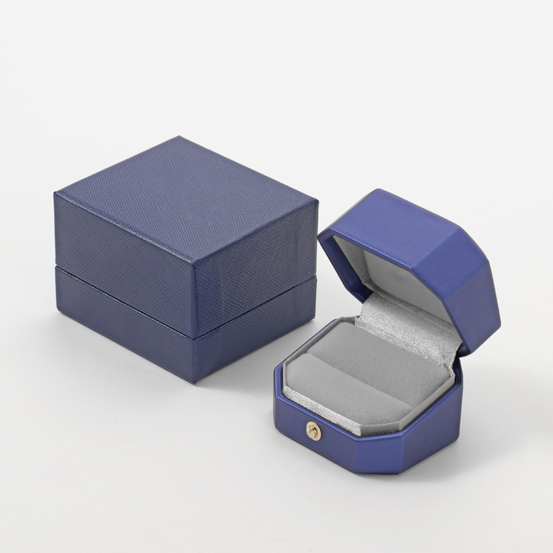 Blue Ring Box Leather Velvet Luxury Jewelry Packaging Box Custom Gift Box