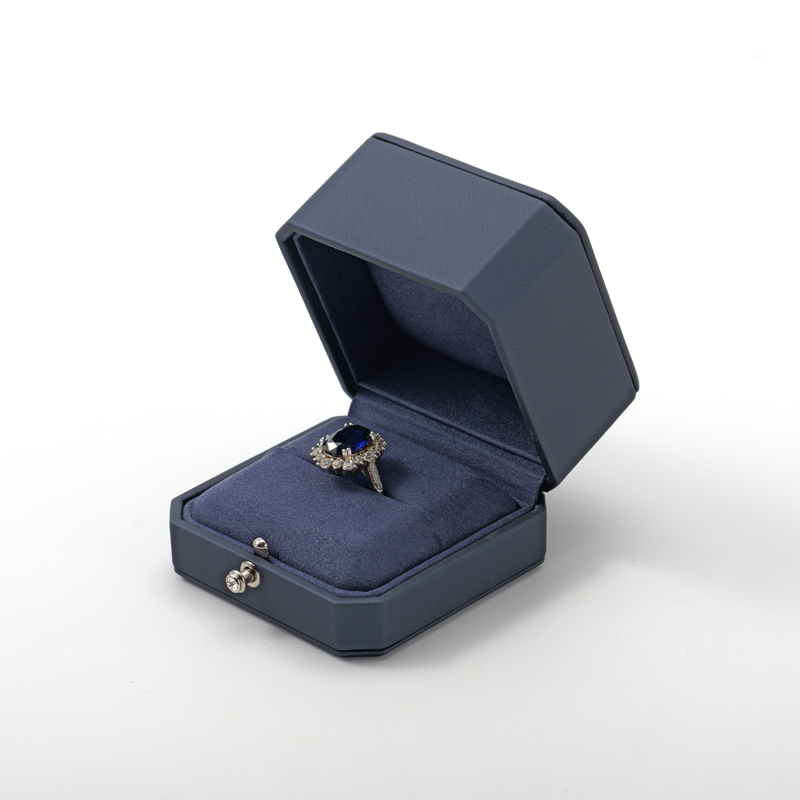 Blue Luxury Ring Storage Box Microfiber Display Case Jewelry Box Ring Storage Case
