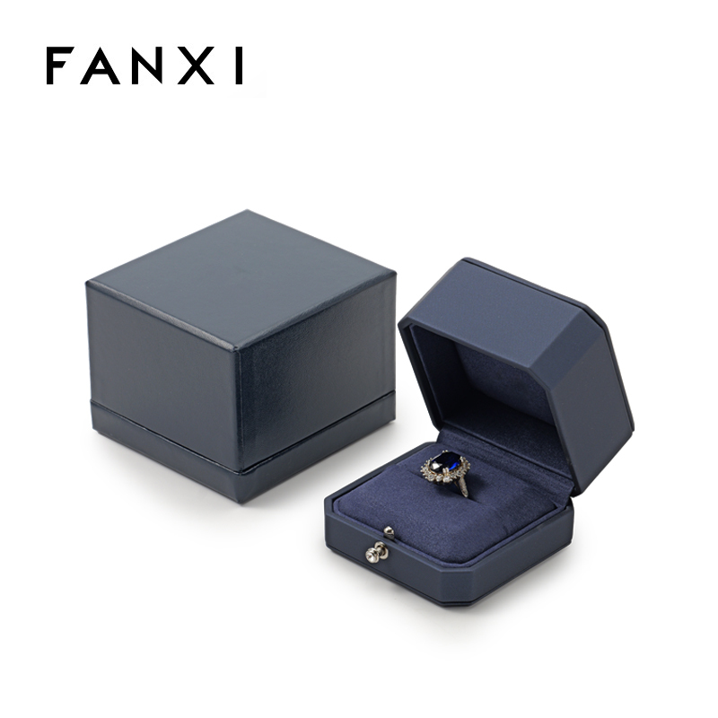 Blue Luxury Ring Storage Box Microfiber Display Case Jewelry Box Ring Storage Case