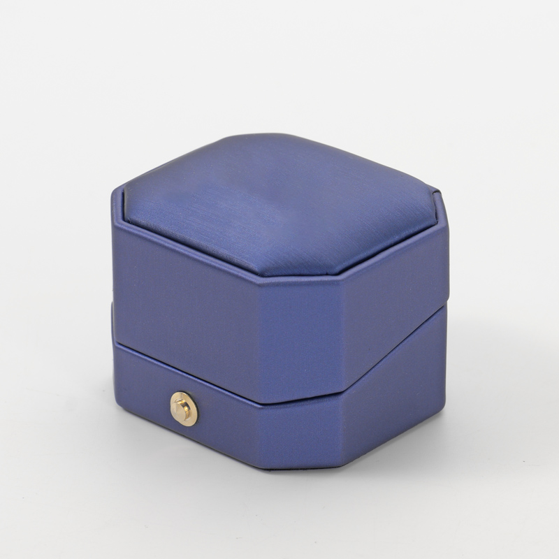 Blue Ring Box Leather Velvet Luxury Jewelry Packaging Box Custom Gift Box
