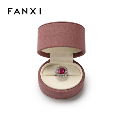 Custom Logo Red Microfiber Ring Box Wedding Box Jewelry Gift Box